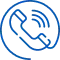 Blue phone icon with a telephone handset inside a circular outline on a transparent background, ideal for representing Network Cabling Services Dallas.