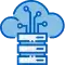 A blue cloud icon above a server, with lines connecting the server to the cloud, representing cloud computing, data storage technology, or Network Cabling Services Dallas.